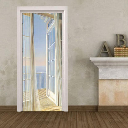 Self-adhesive Door Sticker Peel and Stick Door Mural PVC Door Wallpaper Multicolor