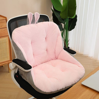 Rabbit Ears Shaped Chair Cushion with Backrest Seats Cushion for Home Office Chair Pink
