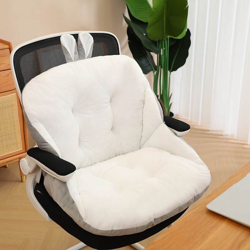 Rabbit Ears Shaped Chair Cushion with Backrest Seats Cushion for Home Office Chair White