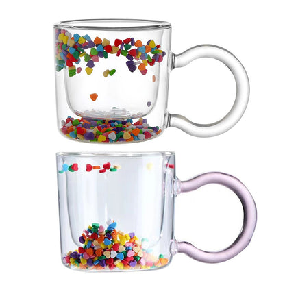 2Pcs Double Wall Glass Cup Heat Insulated Coffee Tea Mugs