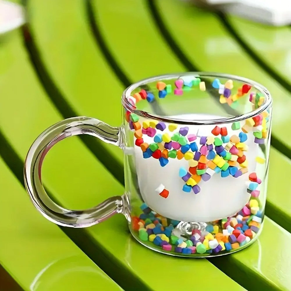 2Pcs Double Wall Glass Cup Heat Insulated Coffee Tea Mugs