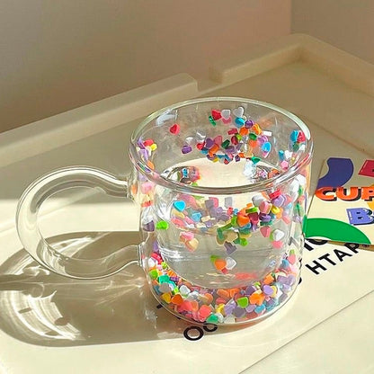 2Pcs Double Wall Glass Cup Heat Insulated Coffee Tea Mugs