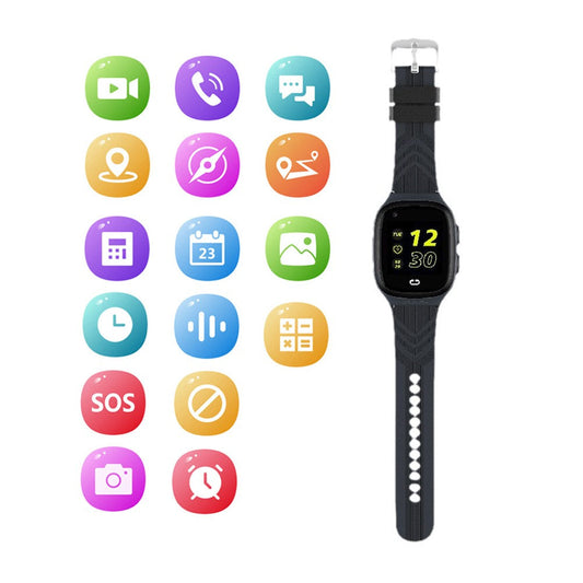 Kids 4G Smart Watch Video Calling SOS GPS Location Tracking Black