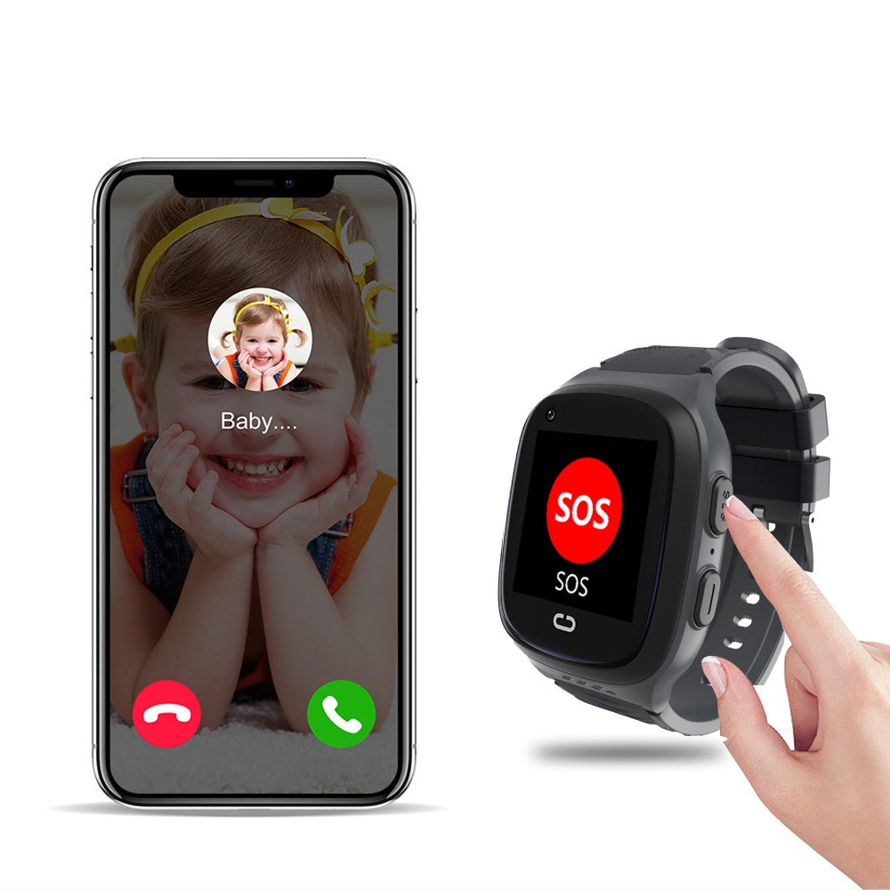 Kids 4G Smart Watch Video Calling SOS GPS Location Tracking Black