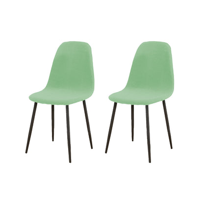Set of 2Pcs Stretch Shell Dining Chair Covers Accent Seat Protector Slipcovers Green