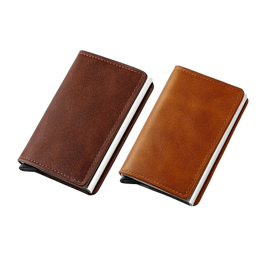 2Pcs Mens Pop-up RFID Blocking Card Holder Wallet PU Leather Purse