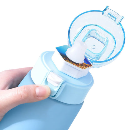 700ML Scent Water Bottle Leak Proof Water Cup with 14 Fragrance Rings - Blue