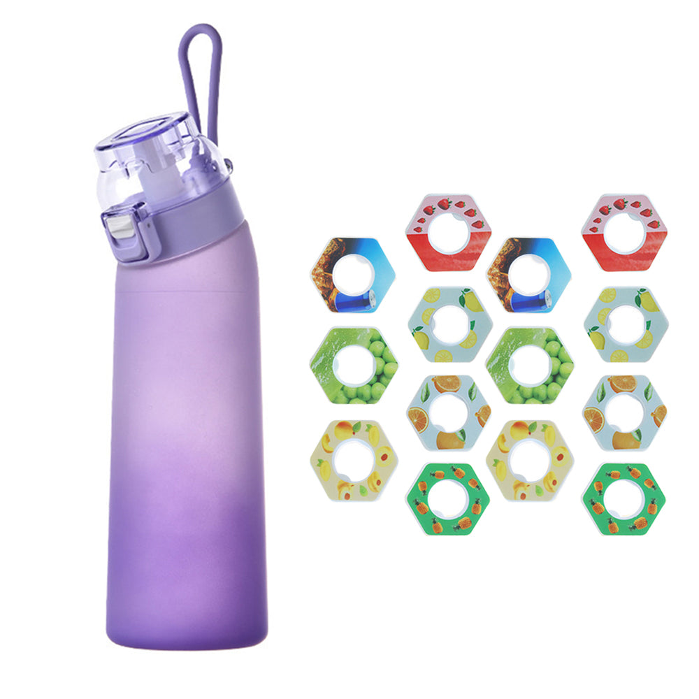 700ML Scent Water Bottle Leak Proof Water Cup with 14 Fragrance Rings - Purple