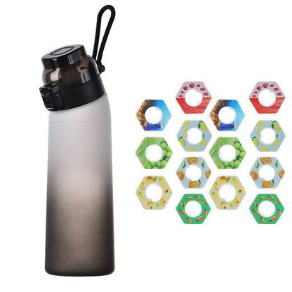 700ML Scent Water Bottle Leak Proof Water Cup with 14 Fragrance Rings - Black