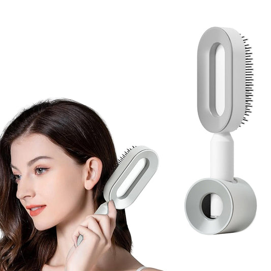 Self Cleaning Hair Brush with Holder Easy Clean Massage Hair Comb for for Thick Curly Long Hair