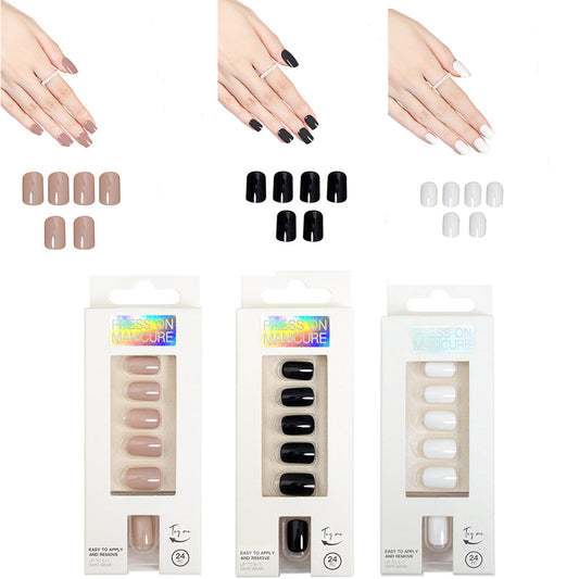 Set of 72Pcs Press On Nails Solid Color Self-Adhesive Fake Nails Style 1
