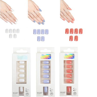 Set of 72Pcs Press On Nails Solid Color Self-Adhesive Fake Nails Style 2