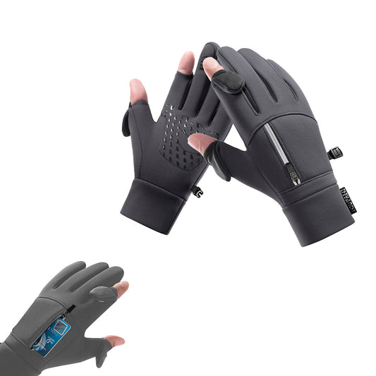 Winter Warm Gloves Water-Resistant Touch Screen Gloves for Cycling Fishing Skiing Hiking Travel Gray