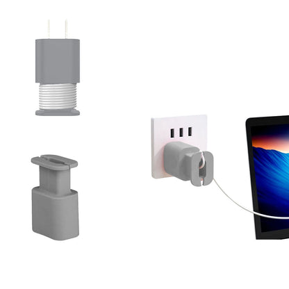 2-in-1 Silicone Charger Protector with Cord Wrap Power Adapter Case for 18W/20W Apple USB-C Charger Gray