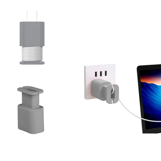 2-in-1 Silicone Charger Protector with Cord Wrap Power Adapter Case for 18W/20W Apple USB-C Charger Gray