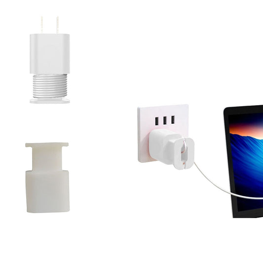2-in-1 Silicone Charger Protector with Cord Wrap Power Adapter Case for 18W/20W Apple USB-C Charger White