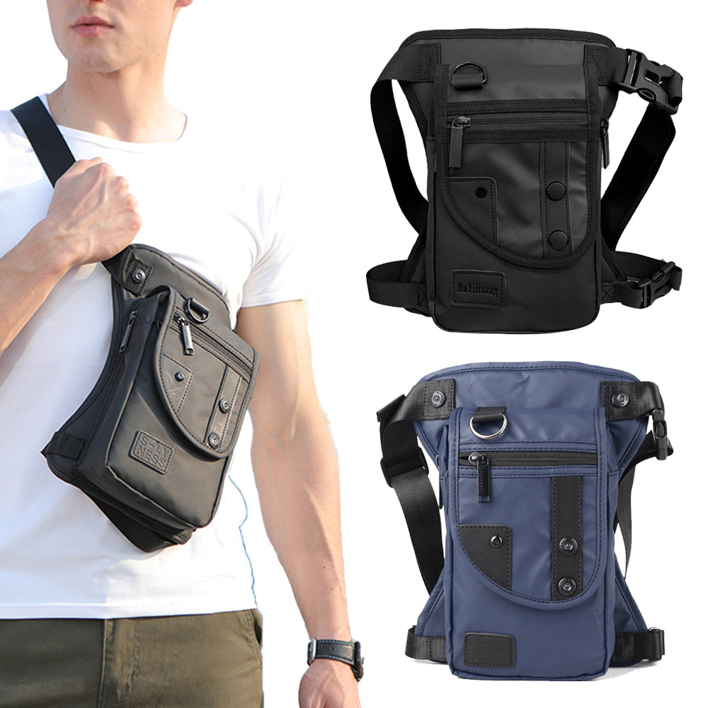 2Pcs Multi-Functional Drop Legs Tactical Waist Bag Hip Drop Belt Pack-Black+Blue