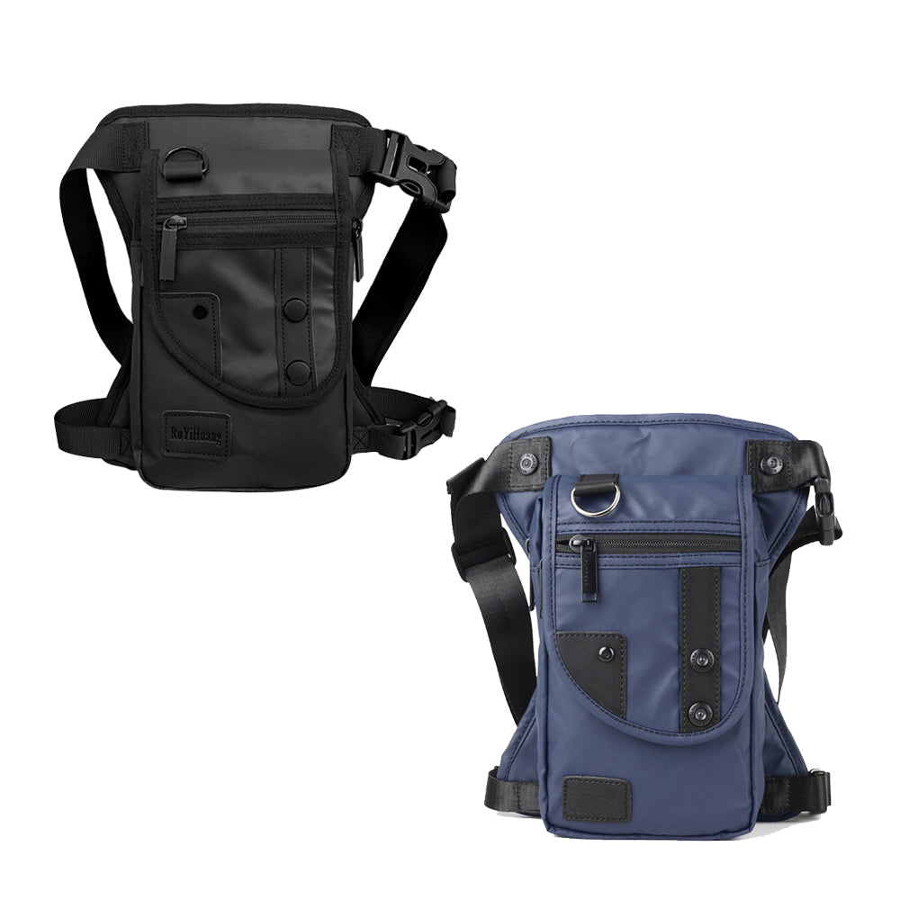 2Pcs Multi-Functional Drop Legs Tactical Waist Bag Hip Drop Belt Pack-Black+Blue