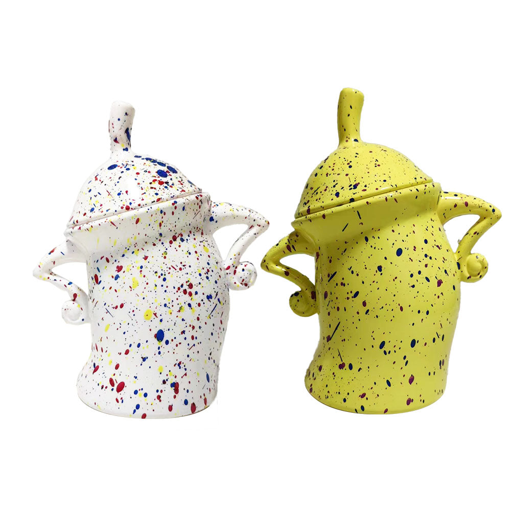 2Pcs Canister with Attitude Storage Food Storage Jar with Lid Colorful Yellow