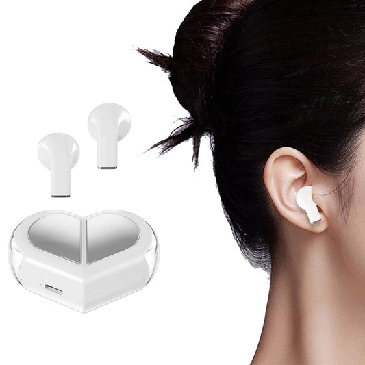 Wireless Bluetooth Earphones with Heart-Shaped Case White