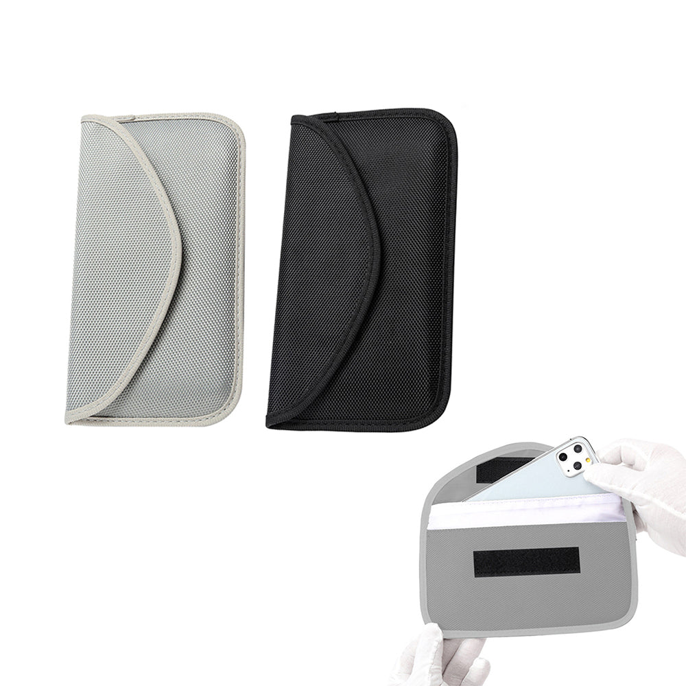 2Pcs RFID Signal Blocking Phone Pouch for Phone Car Keys Bank Cards Black Silver