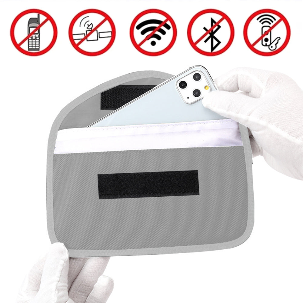 2Pcs RFID Signal Blocking Phone Pouch for Phone Car Keys Bank Cards Black Silver