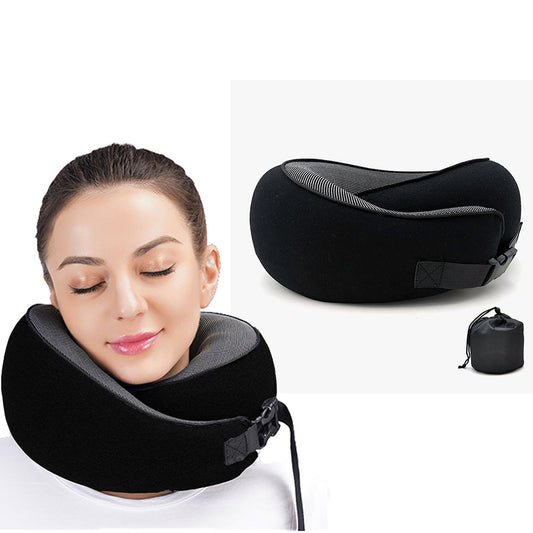 Travel Neck Pillow Comfortable U Shaped Memory Foam Neck Support Pillow Black