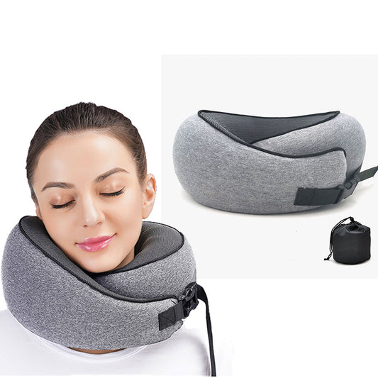 Travel Neck Pillow Comfortable U Shaped Memory Foam Neck Support Pillow Grey