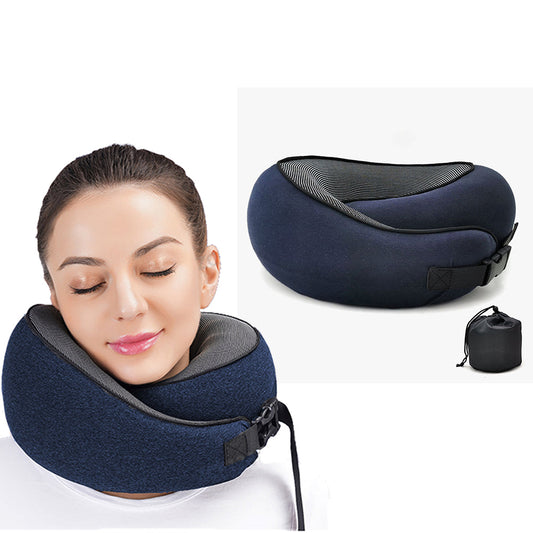 Travel Neck Pillow Comfortable U Shaped Memory Foam Neck Support Pillow  Navy