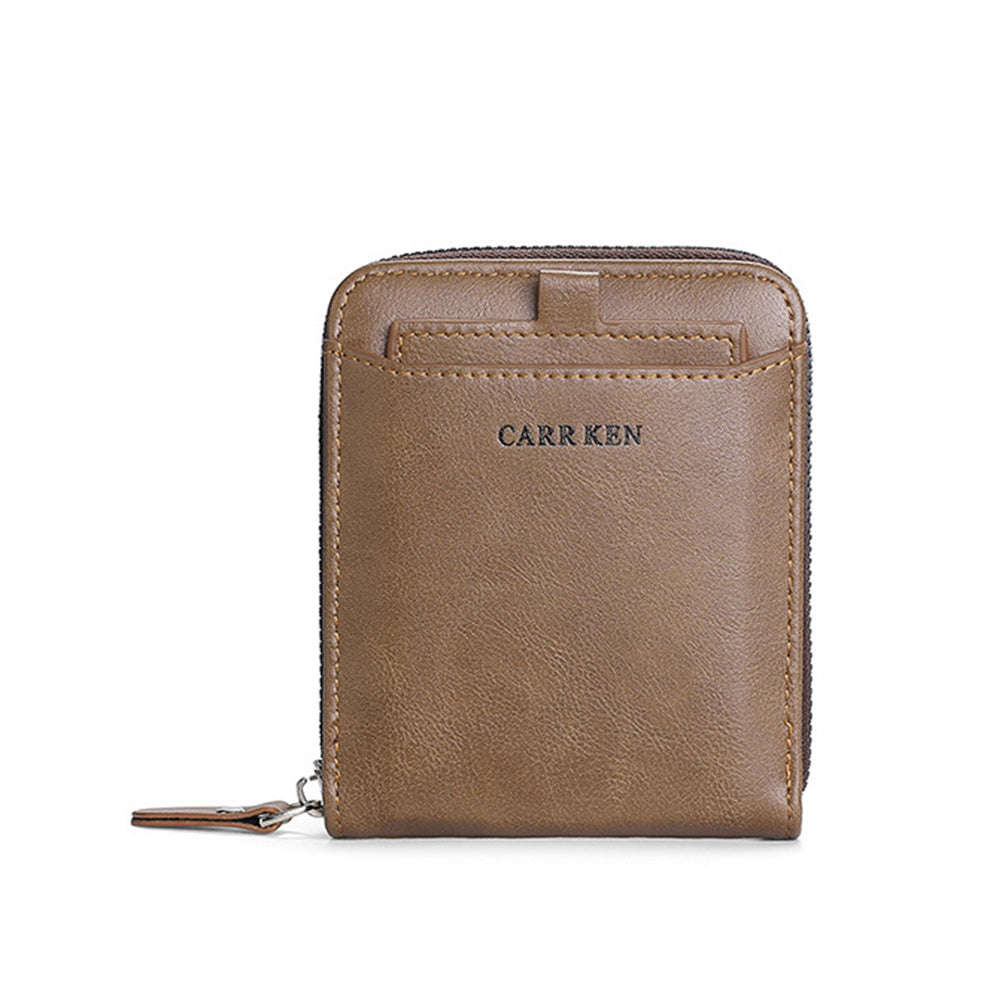 2Pcs Men PU Bifold Zip Around Wallet Credit Card ID Holder Coffee+Brown