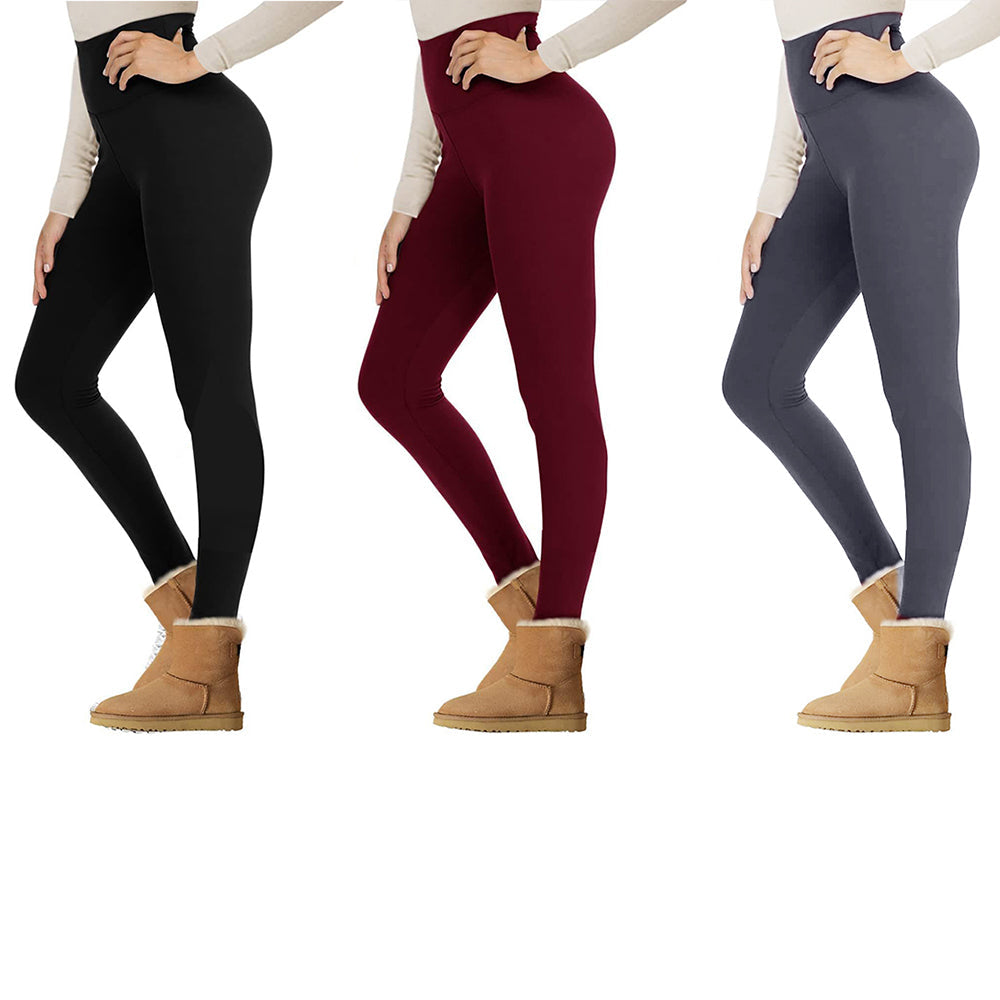 3Pcs Women's Fleece Lined Leggings Tummy Control Thermal Warm Stretchy Soft XL
