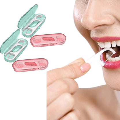 4 Boxes of Dental Floss Travel Floss Toothpicks with Case for Teeth Cleaning