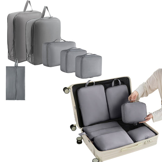 6Pcs Set Packing Cubes for Suitcases Travel Luggage Organizers Clothing Sorting Bags Grey