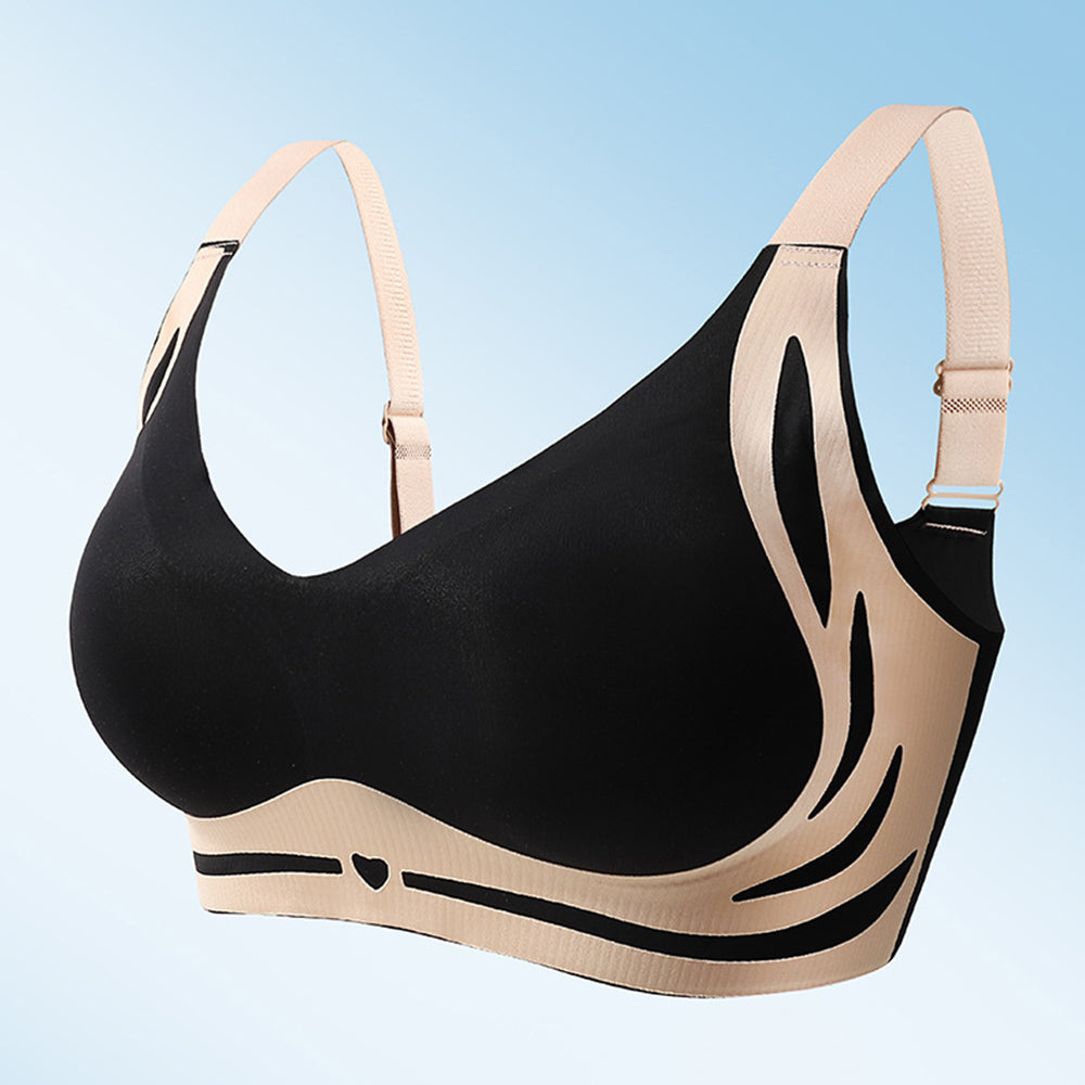 2Pcs Super Gather Bra Lifting Anti-Sagging Wireless Push Up Bra Black White XL