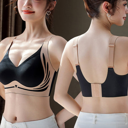 2Pcs Super Gather Bra Lifting Anti-Sagging Wireless Push Up Bra Black White XL