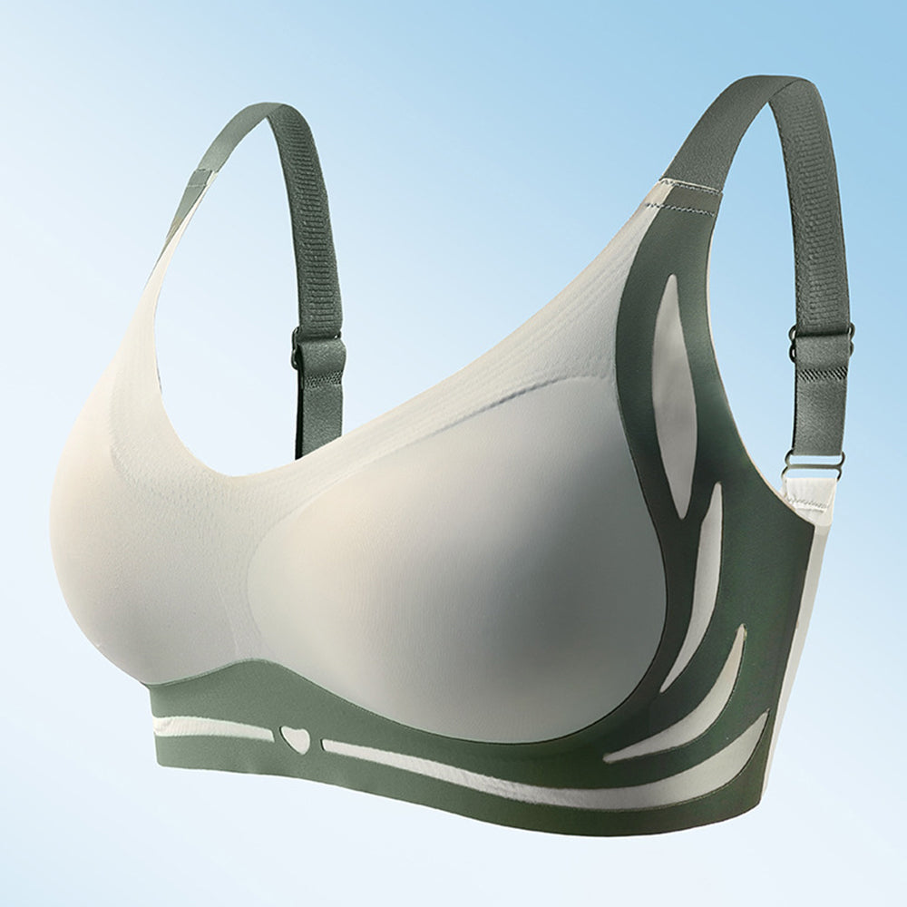 2Pcs Super Gather Bra Lifting Anti-Sagging Wireless Push Up Bra Blue Green M