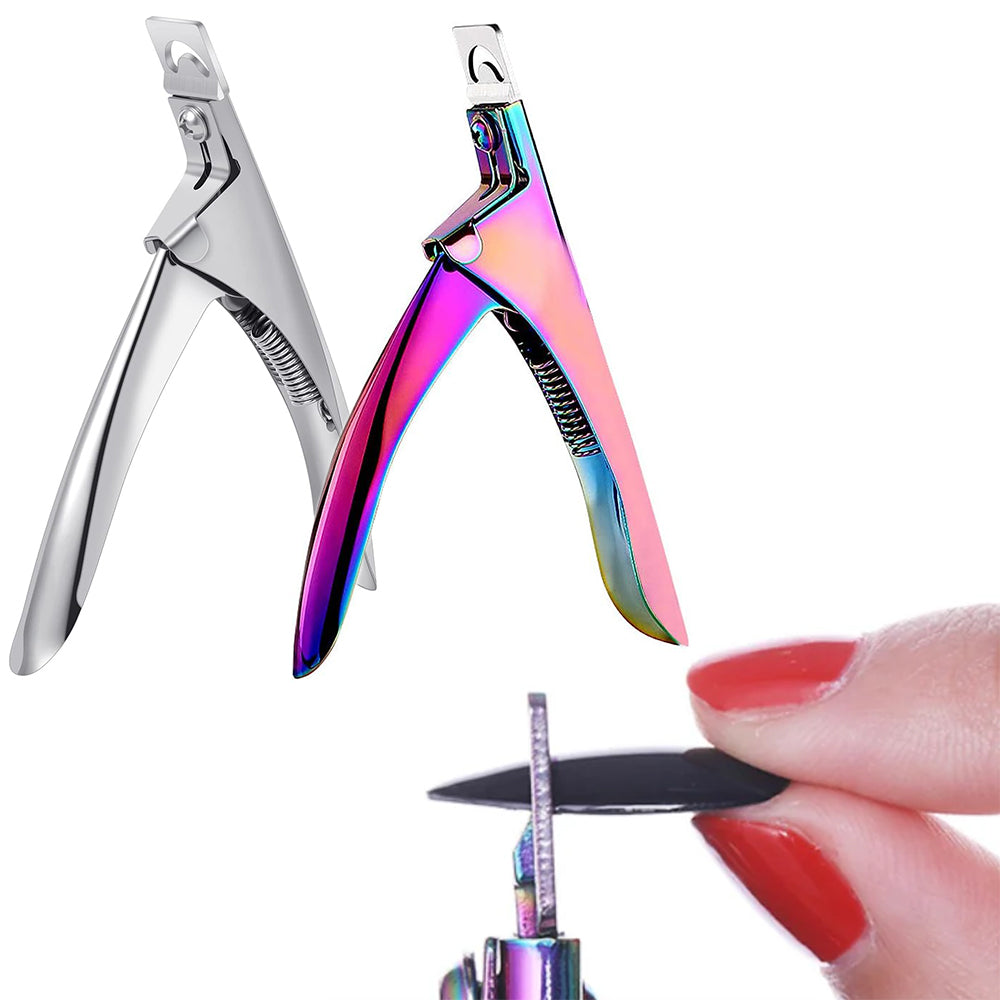 2Pcs Acrylic Nail Scissor False Nail Clipper U-Edge Manicure Tips Cutter Trimmer