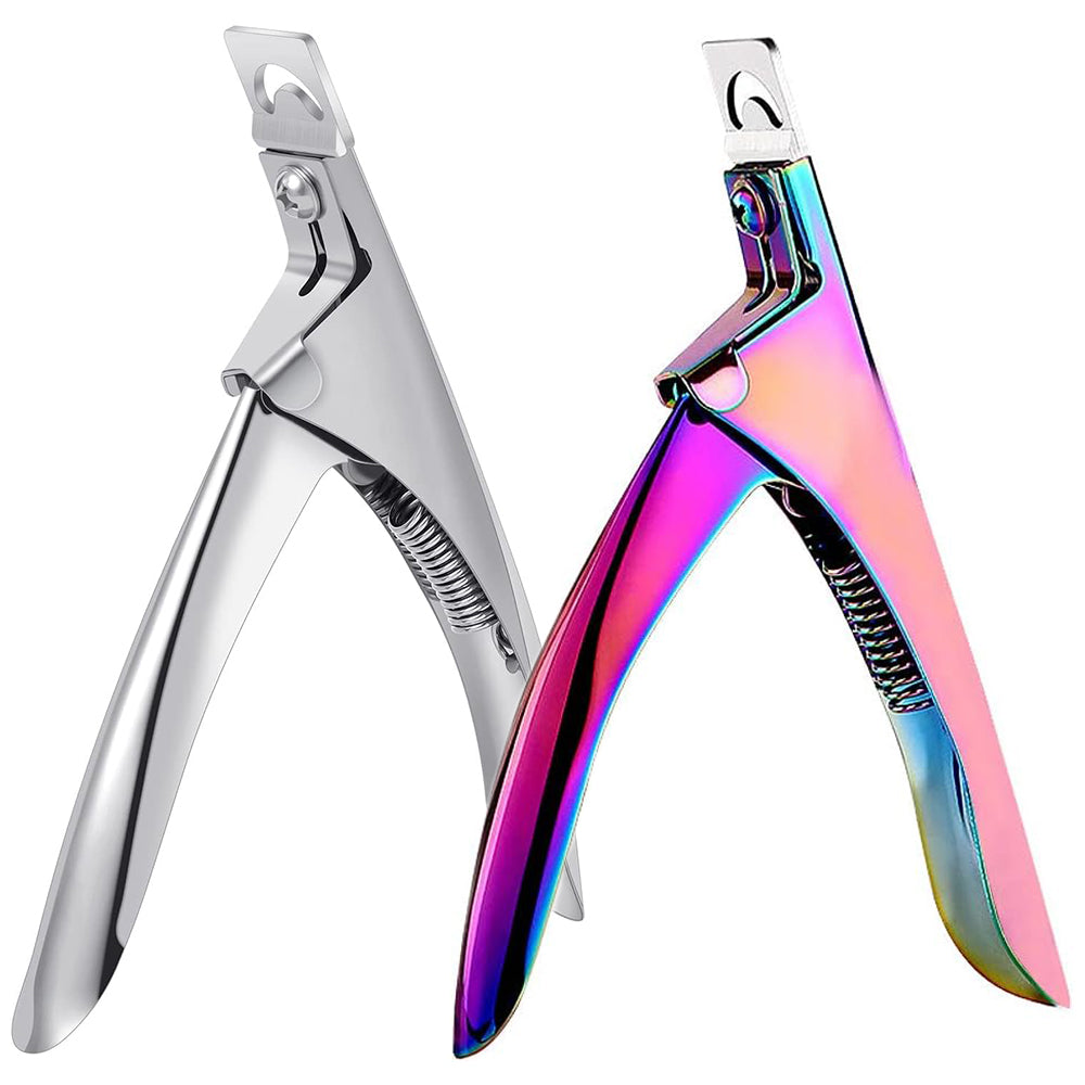 2Pcs Acrylic Nail Scissor False Nail Clipper U-Edge Manicure Tips Cutter Trimmer