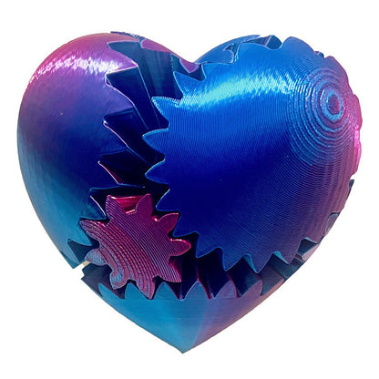 2Pcs 3D Printed Gear Ball Heart-Shaped Fidget Toy for Stress Relaxing Red