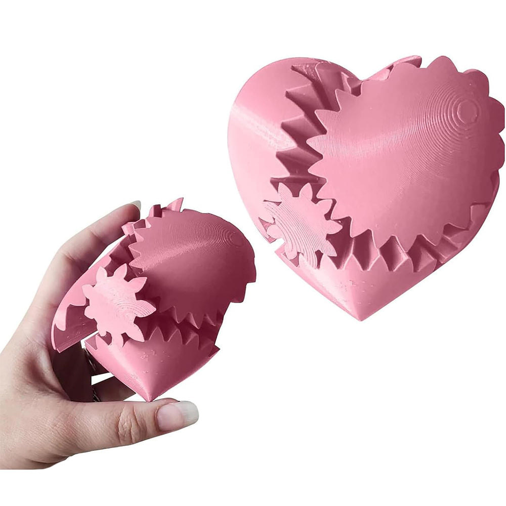 2Pcs 3D Printed Gear Ball Heart-Shaped Fidget Toy for Stress Relaxing Pink