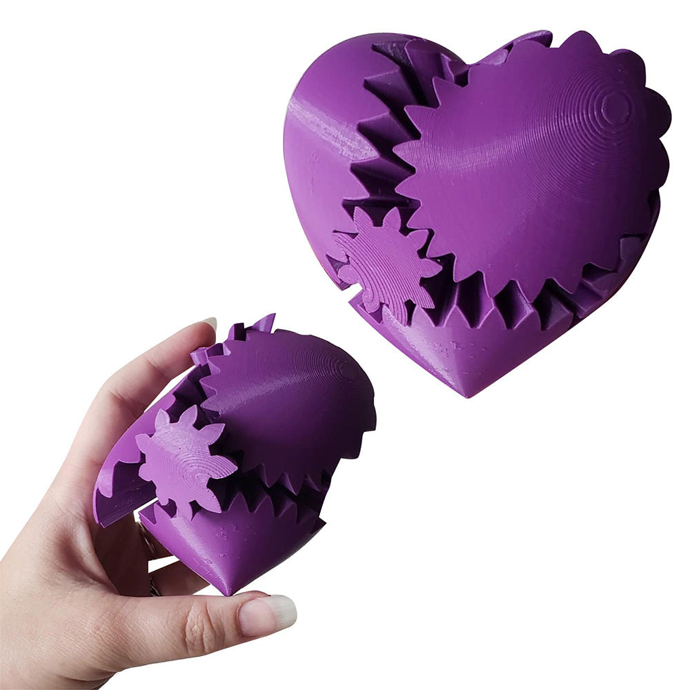 2Pcs 3D Printed Gear Ball Heart-Shaped Fidget Toy for Stress Relaxing Purple
