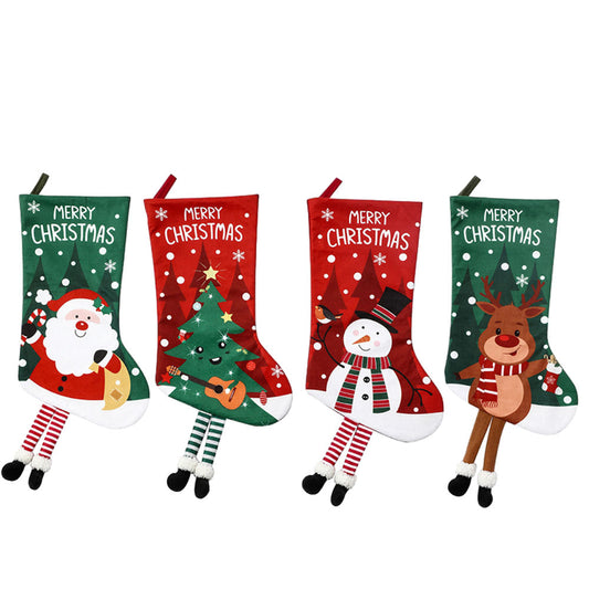 4 Pcs Christmas Stockings Candy Bags Fireplace Hanging Holiday Xmas Decor