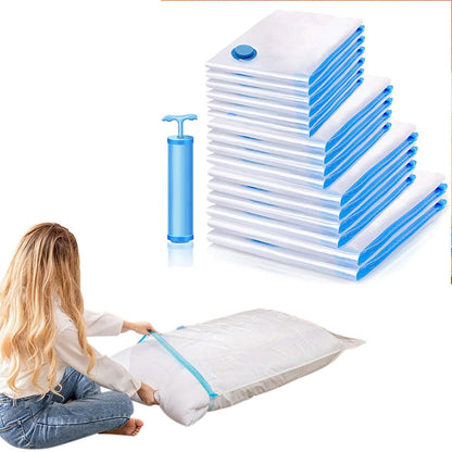 20Pcs Set Vacuum Compression Bags Space Saving Sealer Clothing Storage Bags with Airtight Valve and Hand Pump