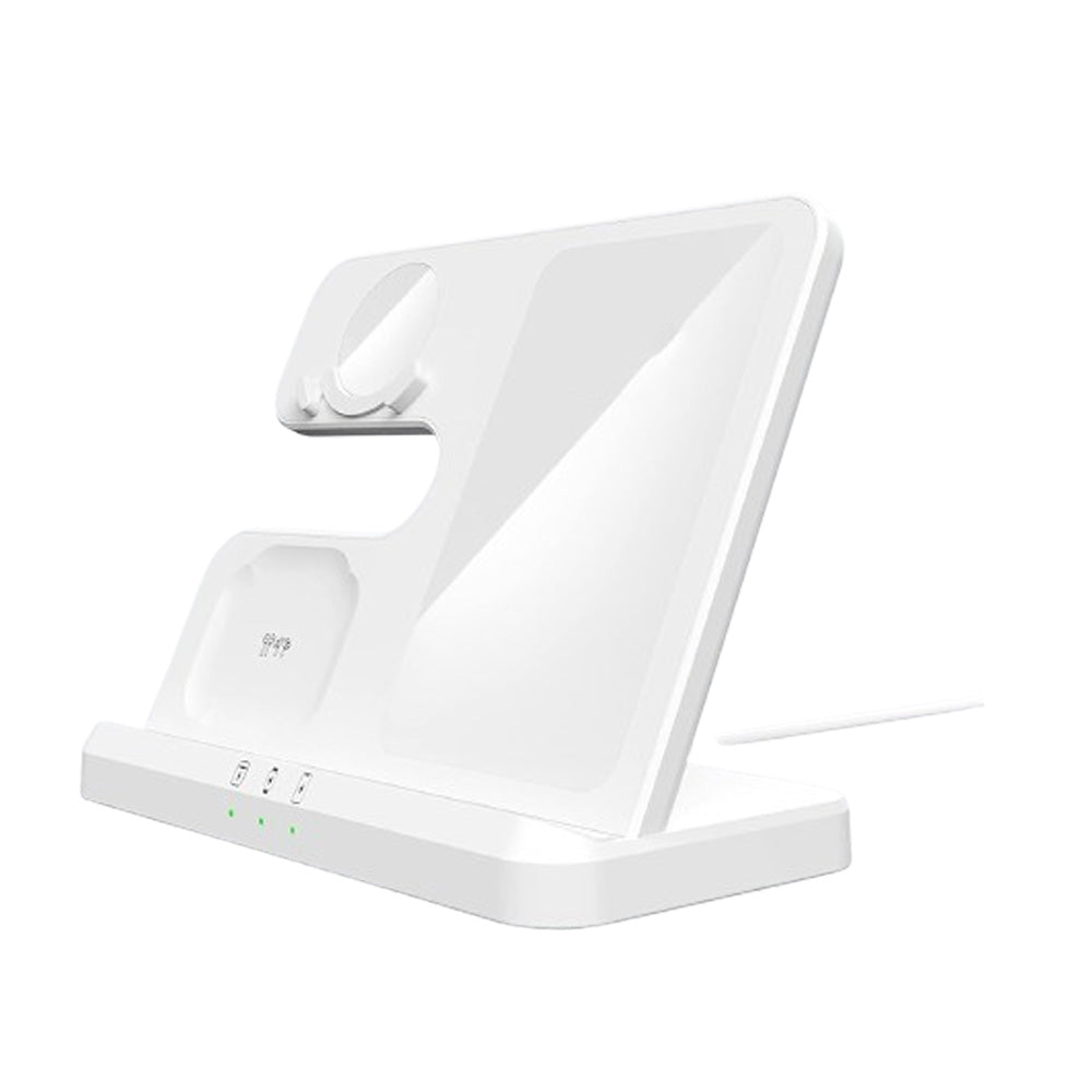 3-in-1 Wireless Charging Station for Samsung Fast Charging Dock for Wireless Charging Devices White