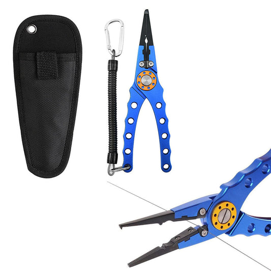 Aluminium Fishing Pliers Hook Remover Line Cutting Mono Braid Fish Gripper Blue