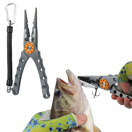 Aluminium Fishing Pliers Hook Remover Line Cutting Mono Braid Fish Gripper Grey