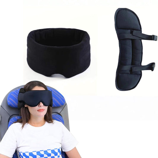 Travel Headrest Pillow and Sleep Eye Mask Set for Long Flight
