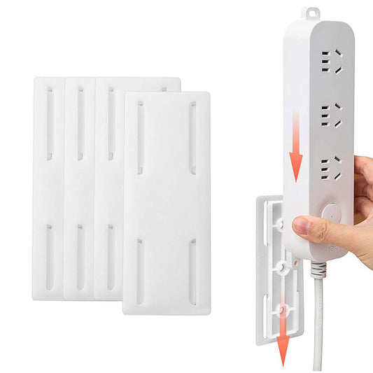 4Pcs Set Punch-Free Socket Organizer Wall Mount Plug Fixer Adhesive Power Strip Holders White