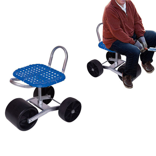Adjustable Height Gardening Seat 360-degree Rotating Stool with 3 Wheels