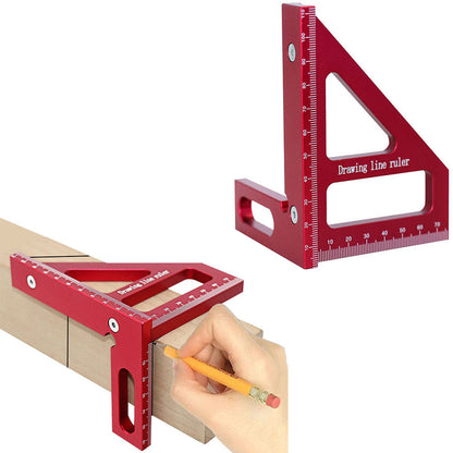 Multi-Angle Measuring Ruler Kit 45/90 Degree Aluminum Alloy Protractor Drawing Line Miter Triangle Tool for Woodworking